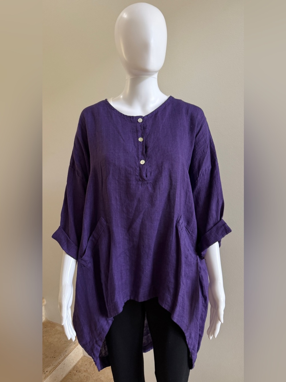 DEVITALIA Linen Top Blouse Tunic One Size